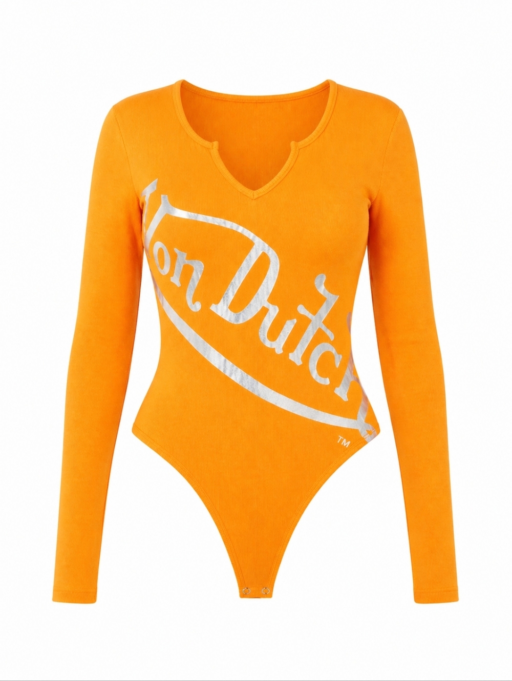 VON DUTCH Long Sleeve Bodysuit Orange Graphic Top NWT Long Sleeve Women's SMALL - Picture 5 of 6